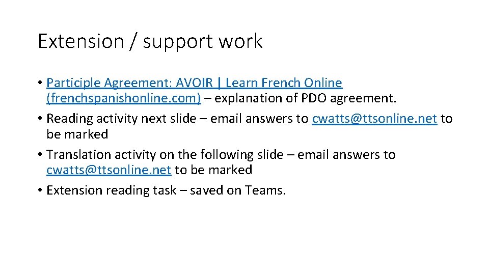 Extension / support work • Participle Agreement: AVOIR | Learn French Online (frenchspanishonline. com)