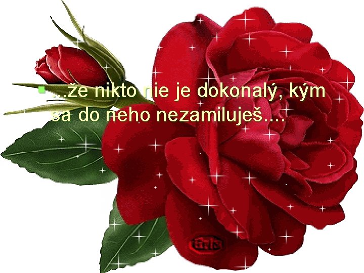 §. . . že nikto nie je dokonalý, kým sa do neho nezamiluješ. .