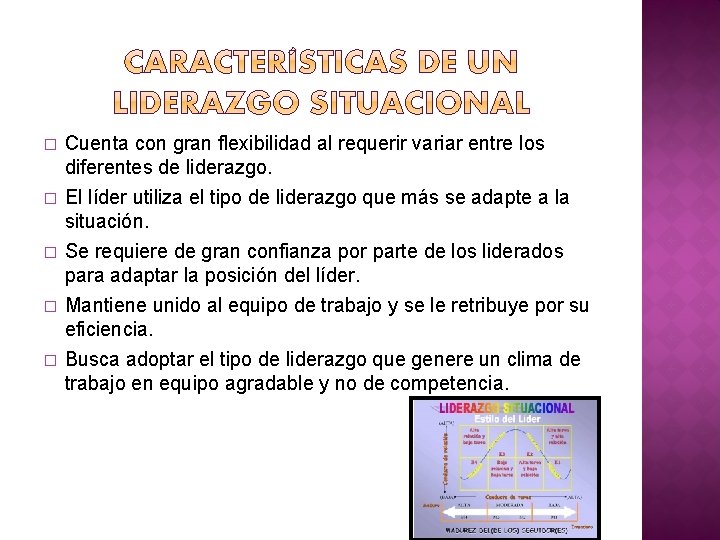 � Cuenta con gran flexibilidad al requerir variar entre los diferentes de liderazgo. �