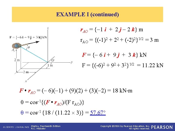 EXAMPLE I (continued) r. AO = { 1 i + 2 j 2 k}