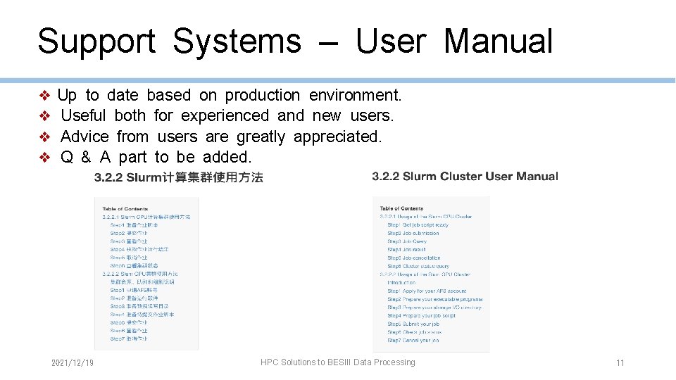 Support Systems – User Manual ❖ ❖ Up to date based on production environment.