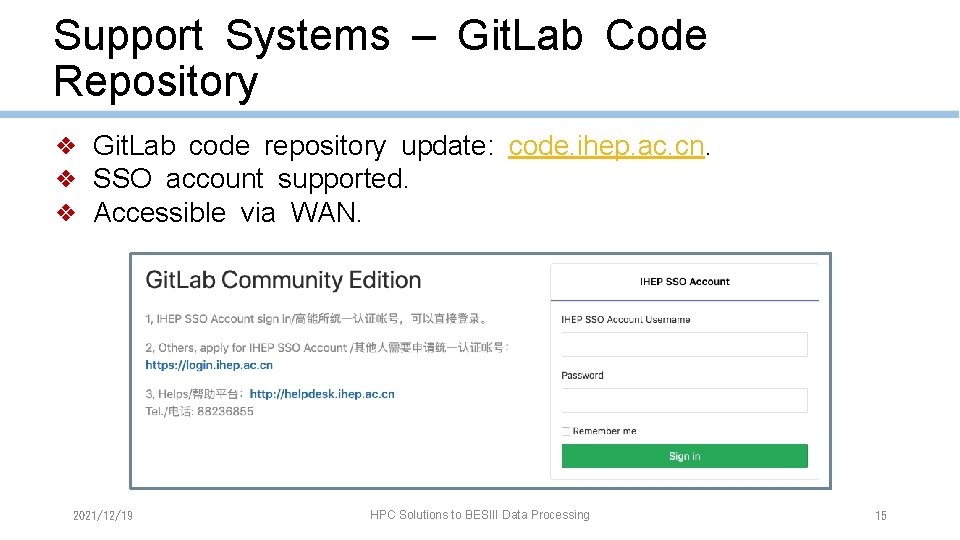Support Systems – Git. Lab Code Repository ❖ Git. Lab code repository update: code.