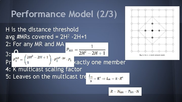 Performance Model (2/3) H is the distance threshold avg #MRs covered = 2 H