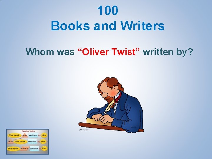 100 Books and Writers Whom was “Oliver Twist” written by? 