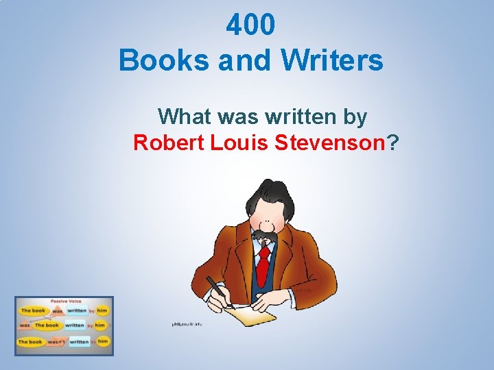 400 Books and Writers What was written by Robert Louis Stevenson? 