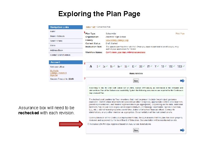 Exploring the Plan Page The plan has been started. Once you have completed all