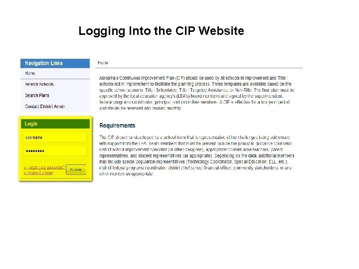 Logging Into the CIP Website 