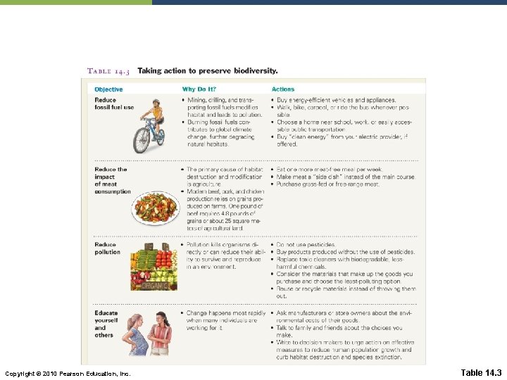 Copyright © 2010 Pearson Education, Inc. Table 14. 3 