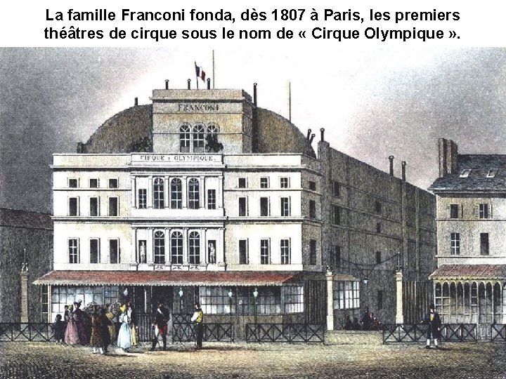 La famille Franconi fonda, dès 1807 à Paris, les premiers théâtres de cirque sous