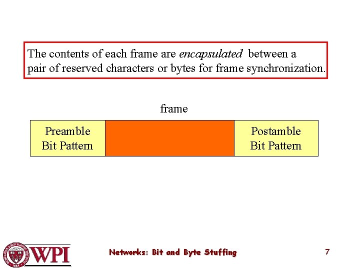 The contents of each frame are encapsulated between a pair of reserved characters or The contents of each frame are encapsulated between a pair of reserved characters or