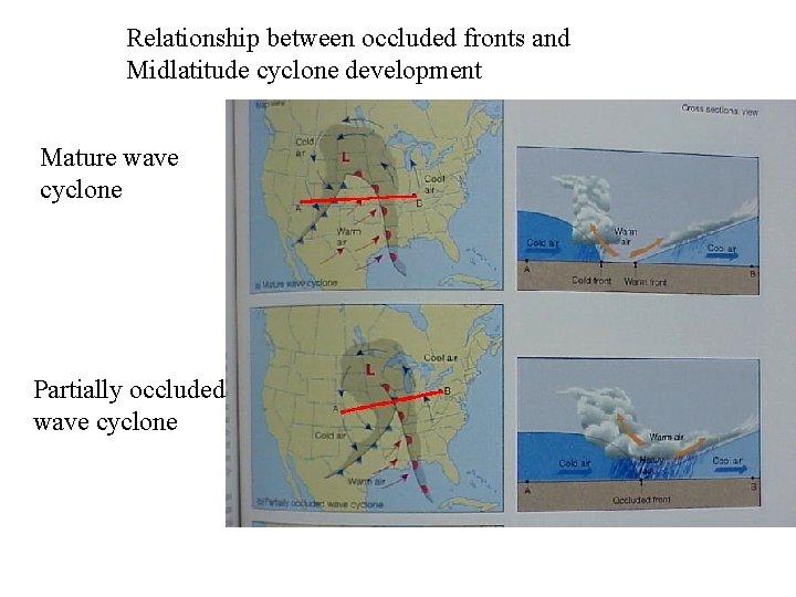 Relationship between occluded fronts and Midlatitude cyclone development Mature wave cyclone Partially occluded wave