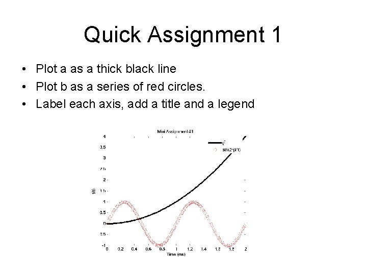 Quick Assignment 1 • Plot a as a thick black line • Plot b Quick Assignment 1 • Plot a as a thick black line • Plot b