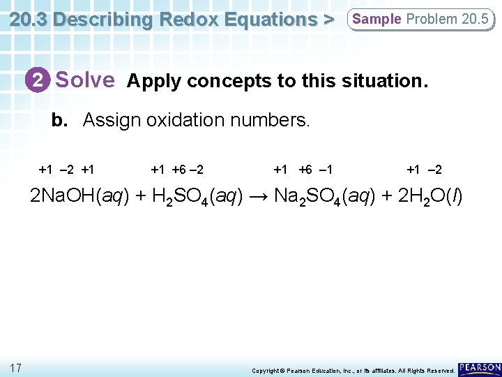 20. 3 Describing Redox Equations > Sample Problem 20. 5 2 Solve Apply concepts
