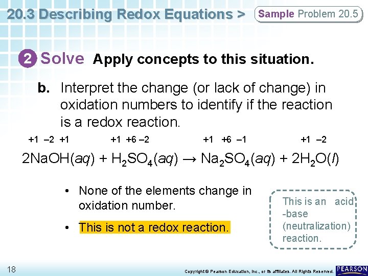 20. 3 Describing Redox Equations > Sample Problem 20. 5 2 Solve Apply concepts