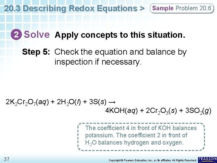 20. 3 Describing Redox Equations > Sample Problem 20. 6 2 Solve Apply concepts
