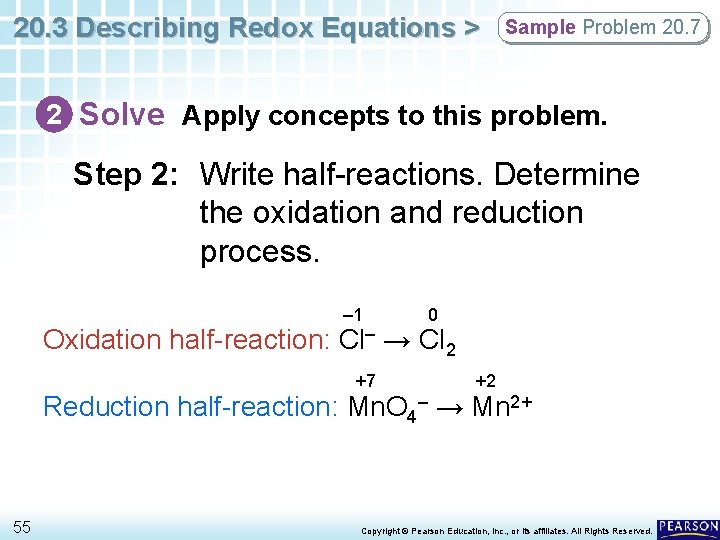 20. 3 Describing Redox Equations > Sample Problem 20. 7 2 Solve Apply concepts