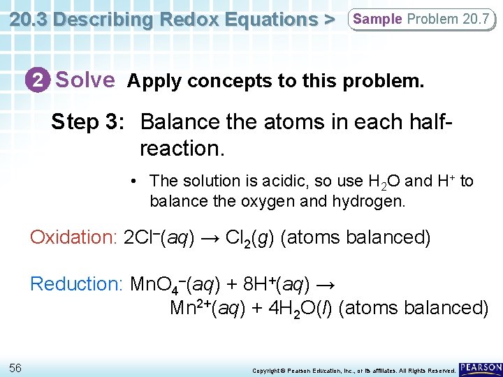 20. 3 Describing Redox Equations > Sample Problem 20. 7 2 Solve Apply concepts
