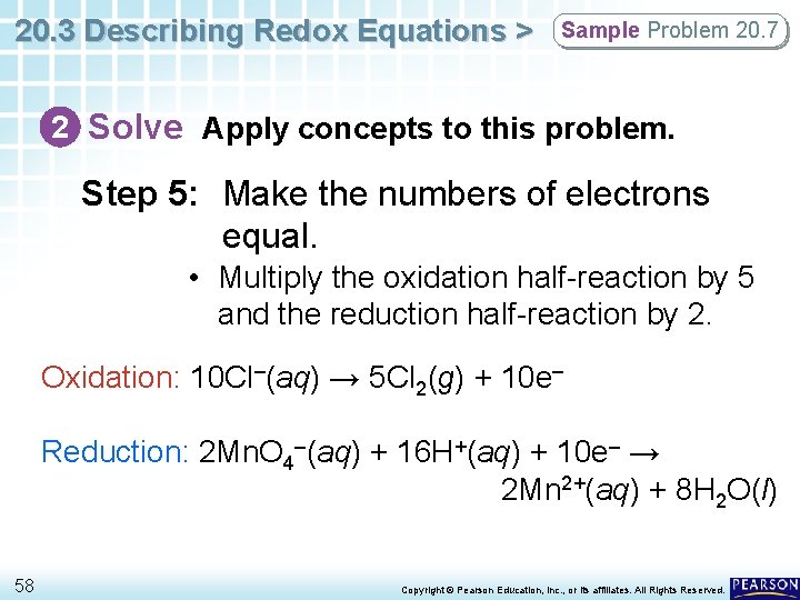 20. 3 Describing Redox Equations > Sample Problem 20. 7 2 Solve Apply concepts