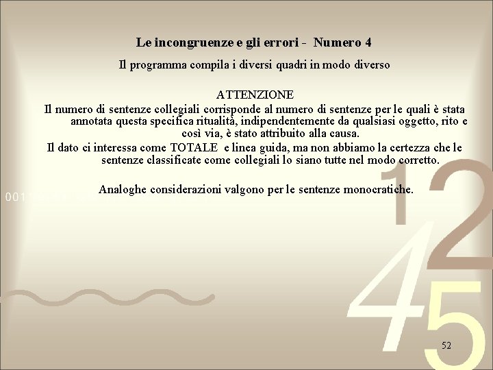 Le incongruenze e gli errori - Numero 4 Il programma compila i diversi quadri