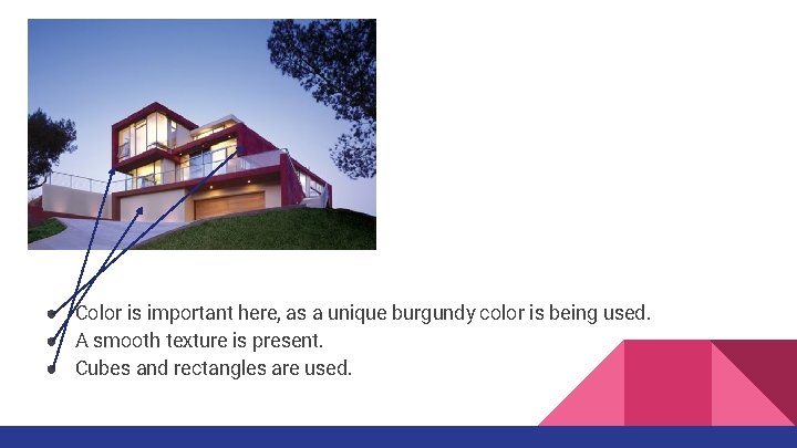 ● Color is important here, as a unique burgundy color is being used. ● ● Color is important here, as a unique burgundy color is being used. ●