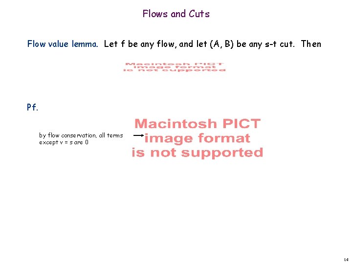 Flows and Cuts Flow value lemma. Let f be any flow, and let (A,