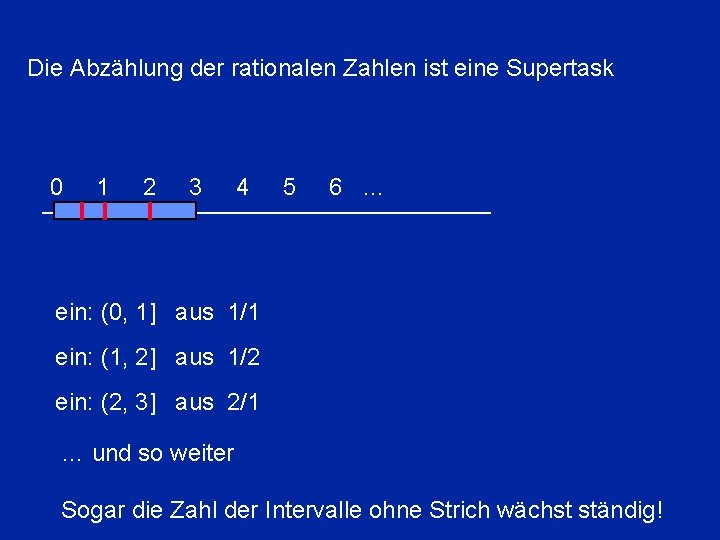 Die Abzählung der rationalen Zahlen ist eine Supertask 0 1 2 3 4 5