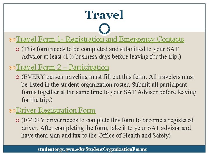 Travel Form 1 - Registration and Emergency Contacts (This form needs to be completed