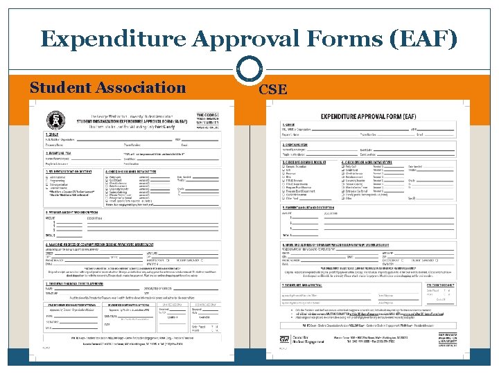 Expenditure Approval Forms (EAF) Student Association CSE 