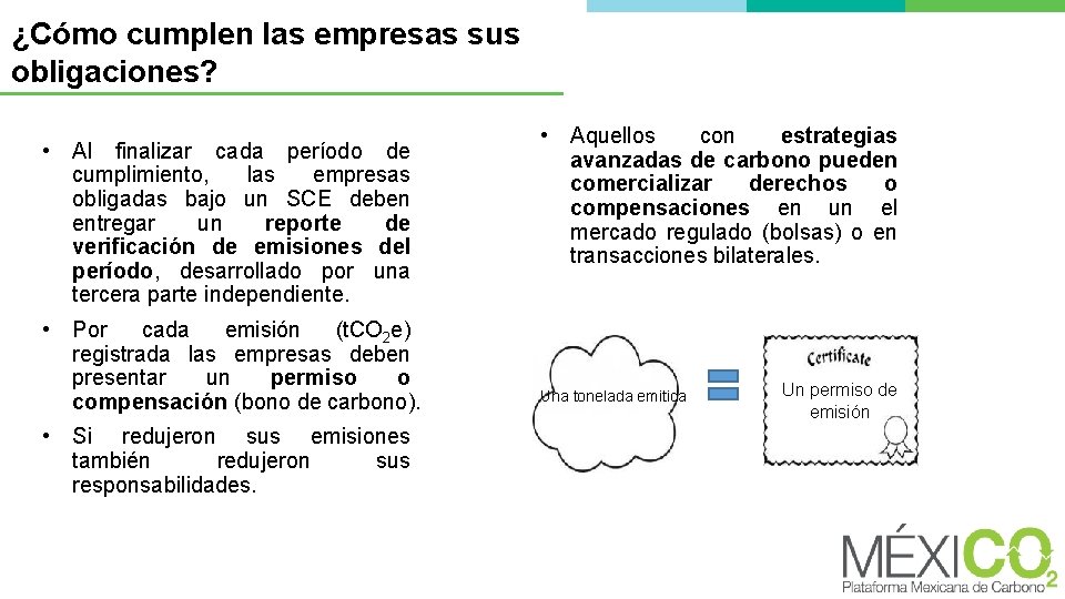 ¿Cómo cumplen las empresas sus obligaciones? • Al finalizar cada período de cumplimiento, las