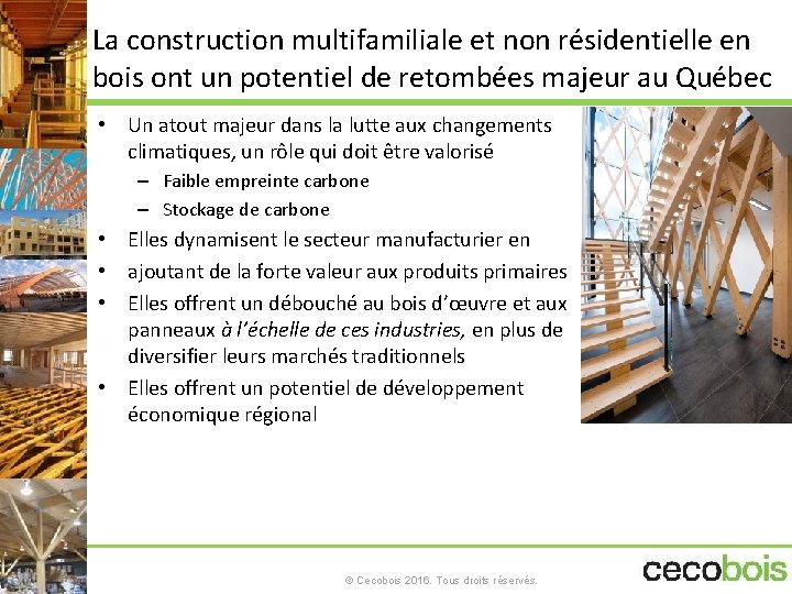 La construction multifamiliale et non résidentielle en bois ont un potentiel de retombées majeur
