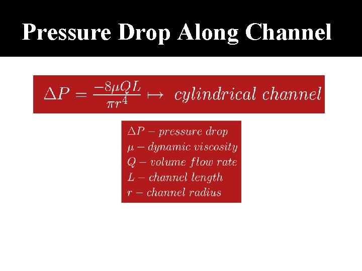 Pressure Drop Along Channel 