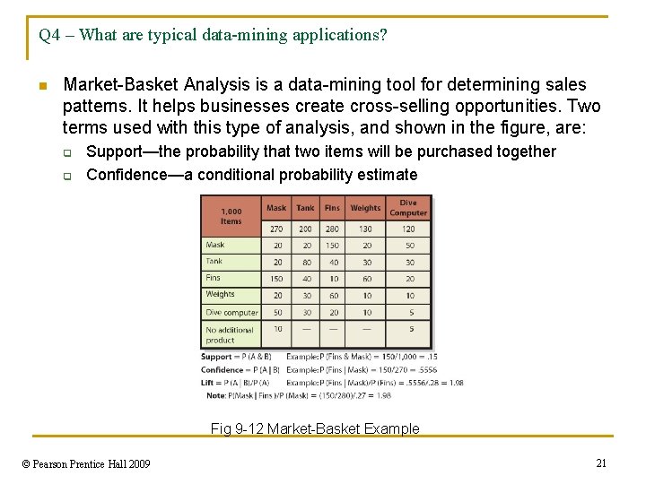 Q 4 – What are typical data-mining applications? n Market-Basket Analysis is a data-mining