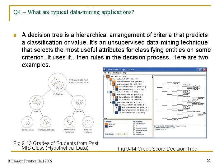 Q 4 – What are typical data-mining applications? n A decision tree is a