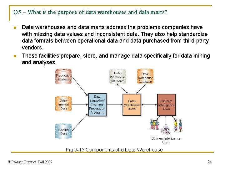 Q 5 – What is the purpose of data warehouses and data marts? n