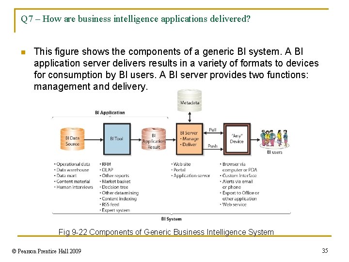 Q 7 – How are business intelligence applications delivered? n This figure shows the