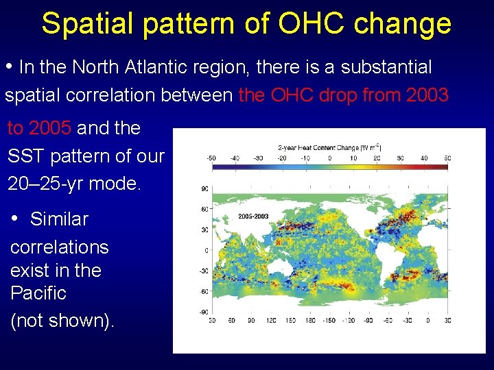 Spatial pattern of OHC change • In the North Atlantic region, there is a