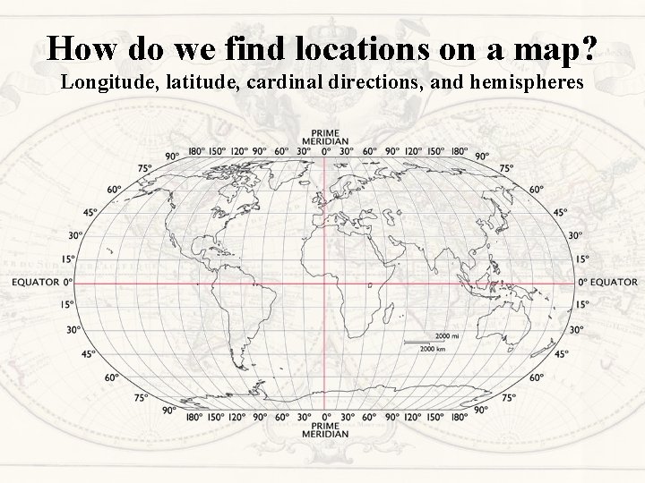 How do we find locations on a map? Longitude, latitude, cardinal directions, and hemispheres