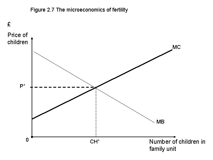 Figure 2. 7 The microeconomics of fertility £ Price of children MC P* MB
