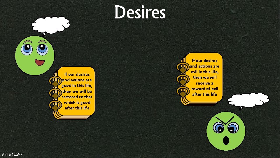 Desires If our desires and actions are good in this life, then we will