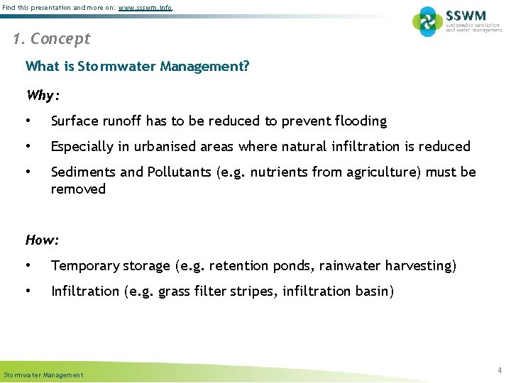 Find this presentation and more on: www. ssswm. info. 1. Concept What is Stormwater