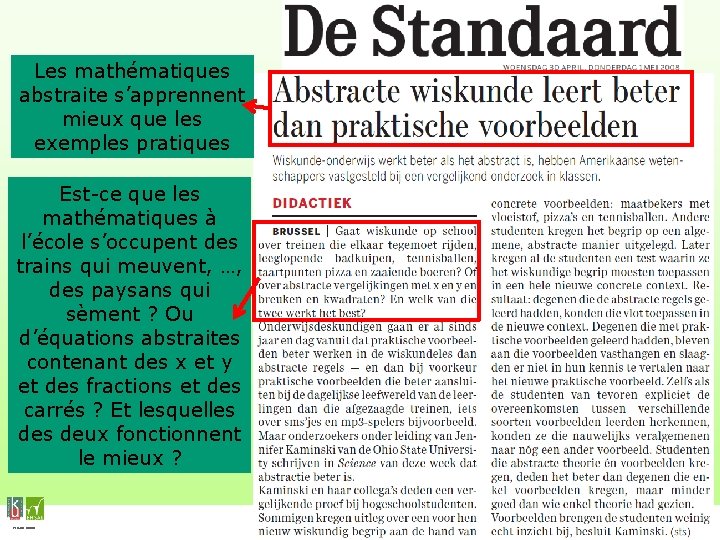 Les mathématiques abstraite s’apprennent mieux que les exemples pratiques Est-ce que les mathématiques à