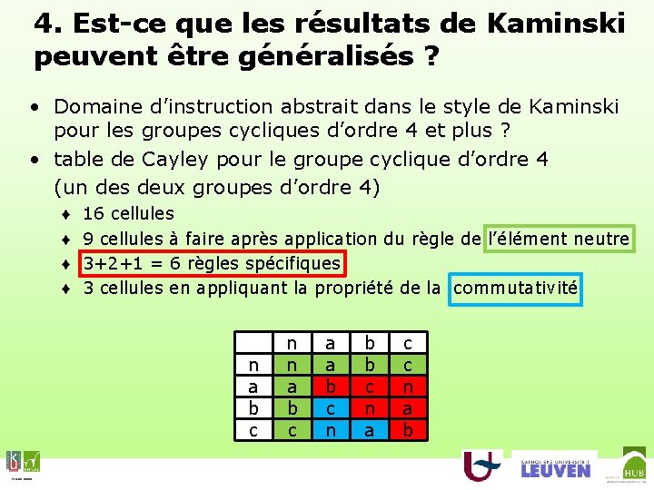 4. Est-ce que les résultats de Kaminski peuvent être généralisés ? • Domaine d’instruction