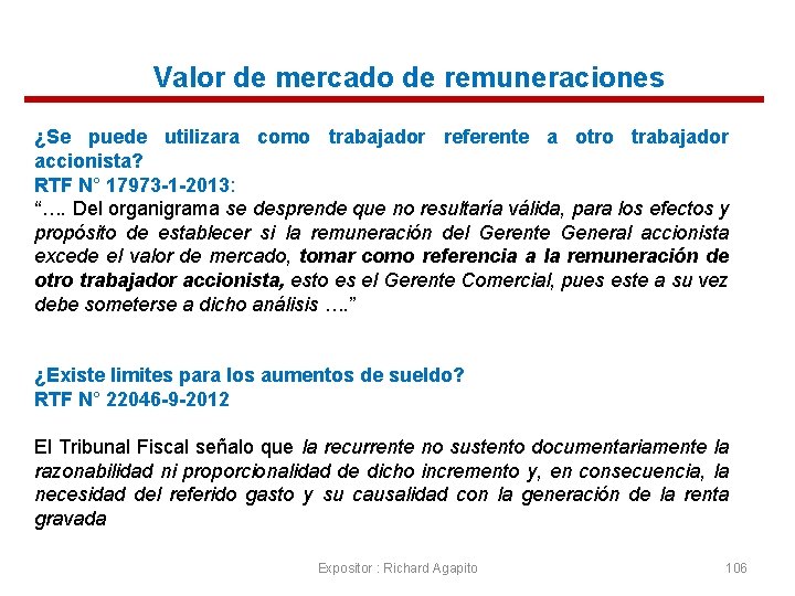 Valor de mercado de remuneraciones ¿Se puede utilizara como trabajador referente a otro trabajador