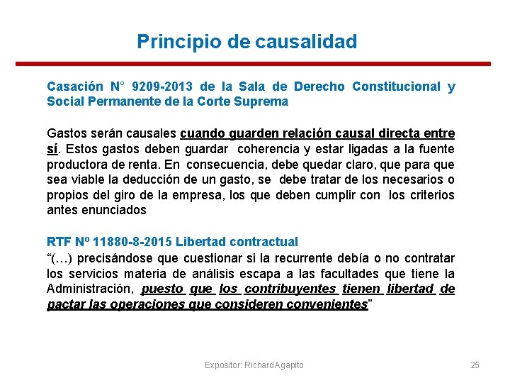 Principio de causalidad Casación N° 9209 -2013 de la Sala de Derecho Constitucional y