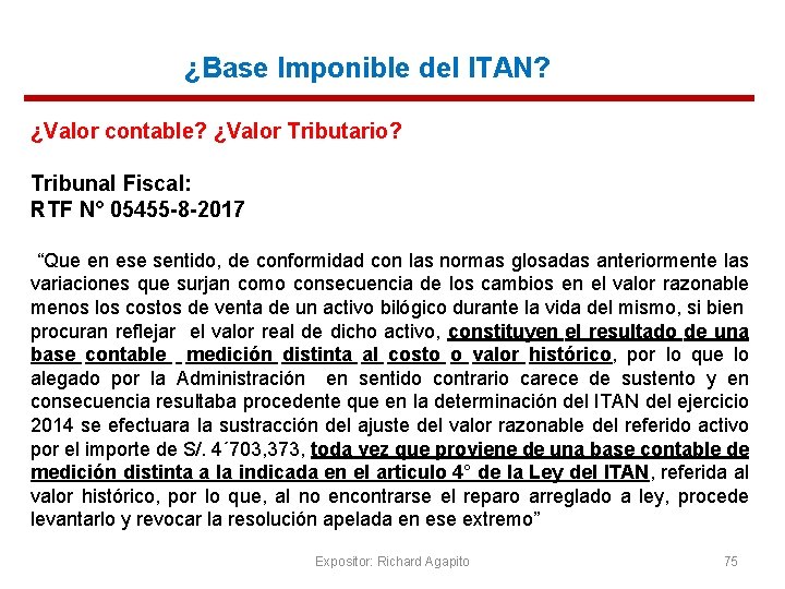 ¿Base Imponible del ITAN? ¿Valor contable? ¿Valor Tributario? Tribunal Fiscal: RTF N° 05455 -8