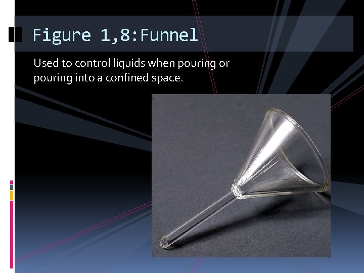 Figure 1, 8: Funnel Used to control liquids when pouring or pouring into a