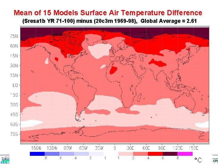 Mean of 15 Models Surface Air Temperature Difference (Sresa 1 b YR 71 -100)