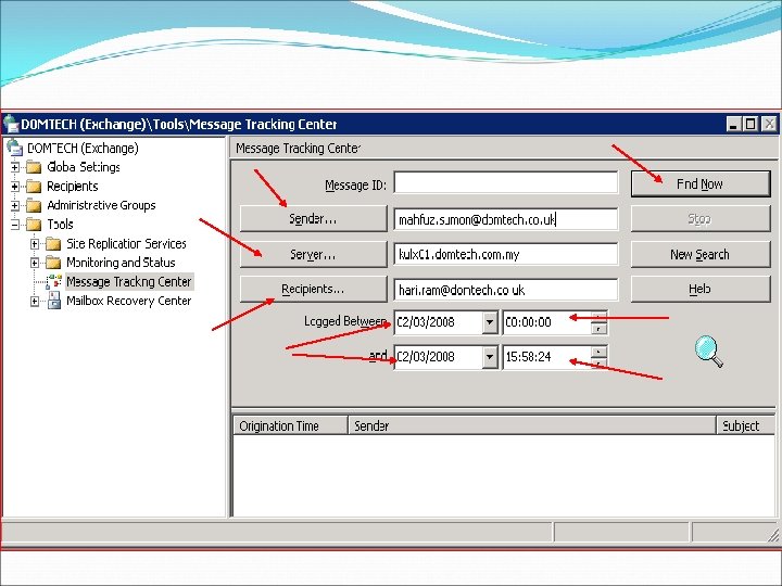 # Getting message history by Message tracking Center : 