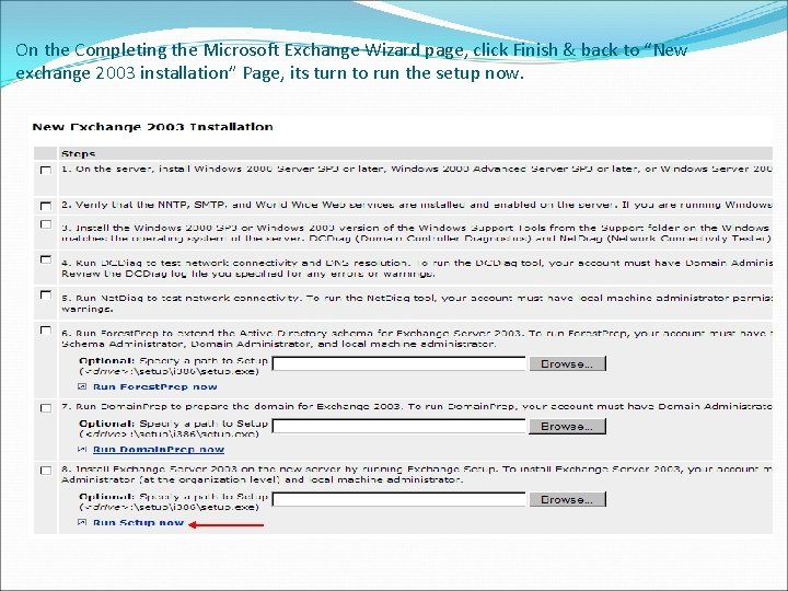 On the Completing the Microsoft Exchange Wizard page, click Finish & back to “New