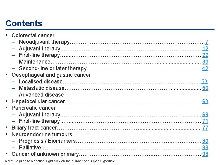 Contents • Colorectal cancer • • • – Neoadjuvant therapy………………………………. . 7 – Adjuvant